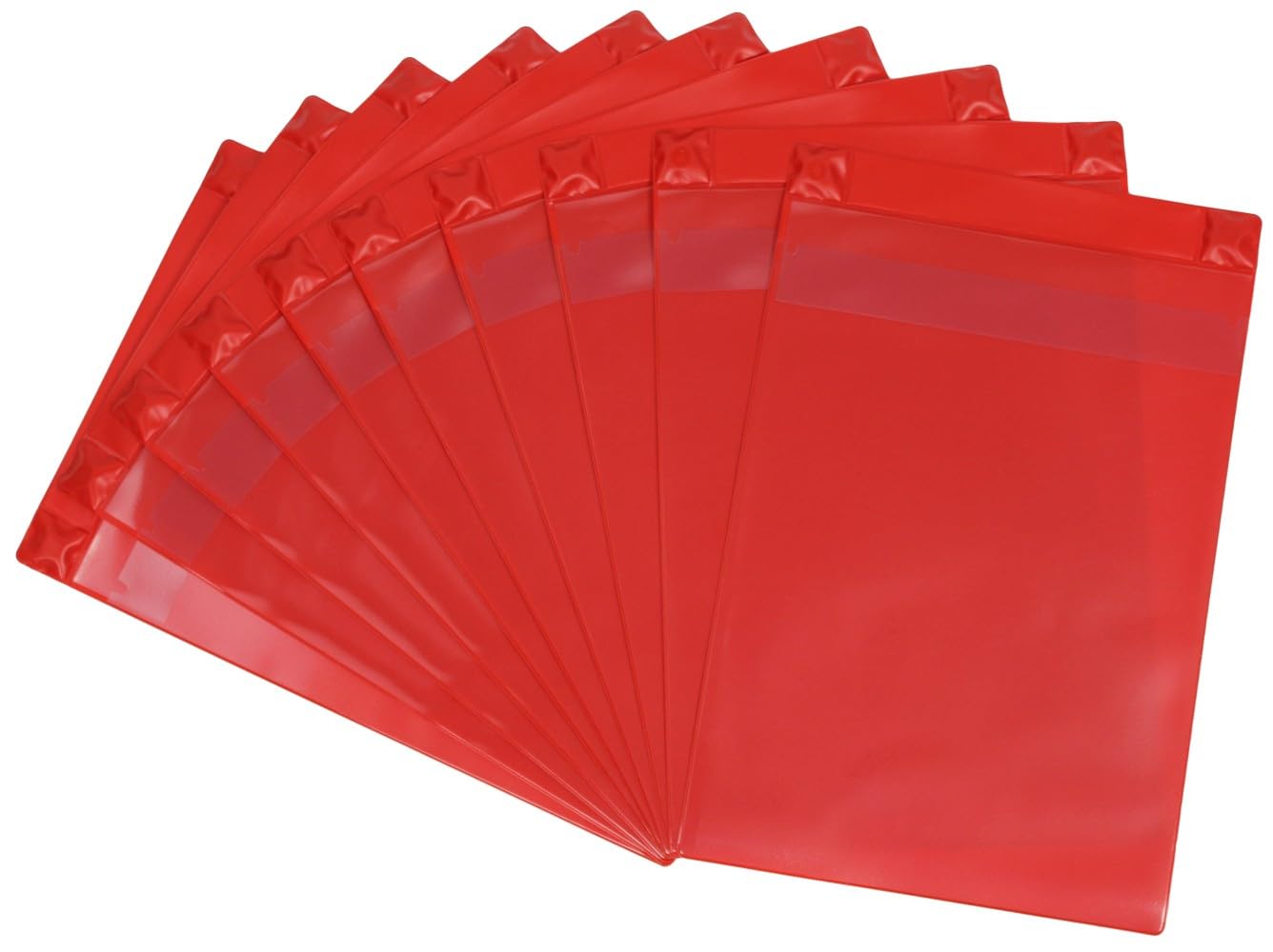 Magnettaschen A4 PVC rot Regenschutz und starken Neodym‑Magneten 10Stk | 0,3 mm PVC‑Weichfolie, zwei starke Neodym‑Magnete und Regenschutz für A4‑Einlagen