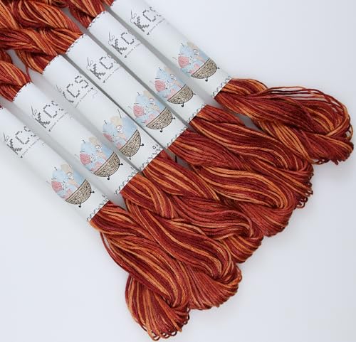 Image of KCS Big skeins of 25 Meters Size 25 Color Variegated Cross Stitch Stranded Threads,6 skeins,69
