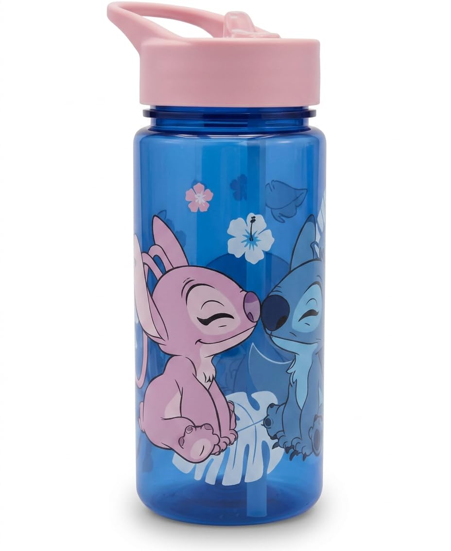 Disney Lilo & Stitch AERO Drinking Bottle โ 500ml Leakproof Water Bottle with Flip-Flop Lid | BPA-Free, Lightweight, Durable Hydration Bottle for Schools, Sports & activity, Blue