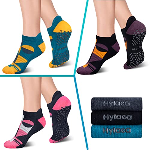 Hylaea Womens & Mens Non Slip Grip Socks With Cushion For Yoga Pilates Barre Home Hospital Socks Yellow Blue Pink Brown Small Medium #TOP2