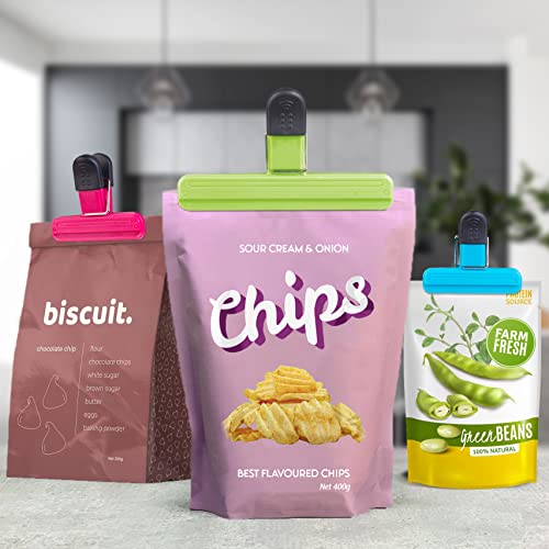 Image of Bag Clips for Food Storage 2 Sizes - 6 Pcs Sturdy, Airtight, Reusable Clips for Sealing Freezer Bags-Ideal for Home & Kitchen - Assorted Colors