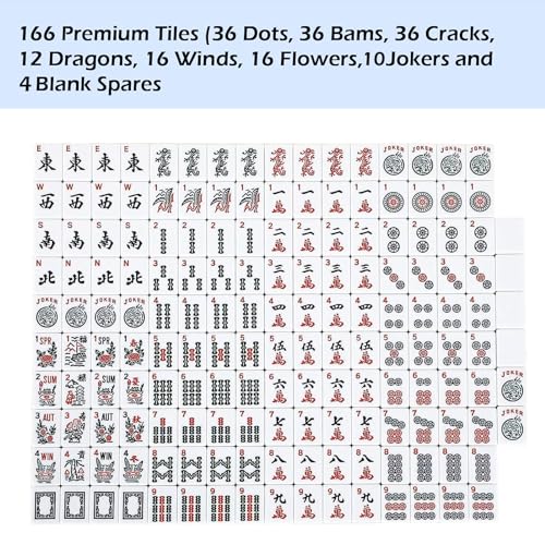 Zgme American Mahjong Set,166 Premium White Tiles With Printed Rectangular Bag And Accessories,4 All-In-One Mahjong Racks With Pushers,Complete Western Mah Jongg,Mah-Jongg,Ma Jong Set thumb #7