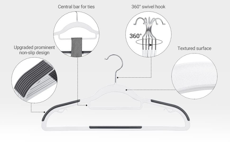 Image of Plastic Clothes Hangers Dry Wet Hangers Space Saving Clothes Hangers, Plastic Hangers with Non-Slip Pads Clothes, Suit Hangers Heavy Duty Coat, Underwear, Pants, Shirts (Grey, Pack of 15)