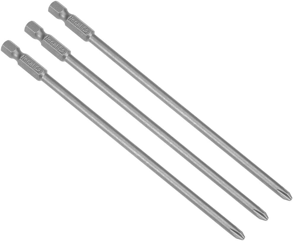 uxcell 3 Pcs 4.5mm PH2 Magnetic Phillips Screwdriver Bits, 1/4 Inch Hex Shank 5.9-inch Length S2 Power Tool
