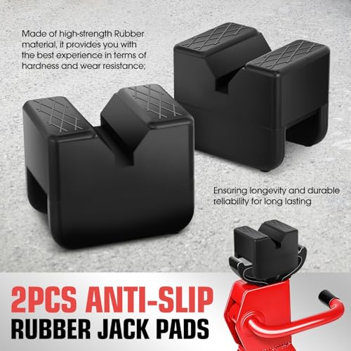 Image of DNA Motoring 2pack Floor Jack Rubber Pad, Slotted Frame Rail Protector, Car Lifting Pads Universal Jack Pad Adapter for Floor Jack, TOOLS-00626