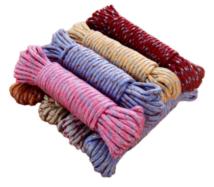 LAVISH 10M Clothesline Rope | Anti-Slip String for Drying | 3-Pack Windproof Laundry Line | Assorted Colors | Camping Travel Home Use | DIY Hanging Cord | Indoor Outdoor Clothes Line