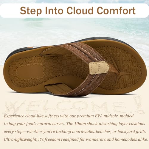 Image of Mens Flip Flops Thong Sandals Lightweight Comfortable Summer Beach Slides Soft Cushion Footbed Open Toe Slippers for Pool Showers Dorms Water Friendly Indoor and Outdoor