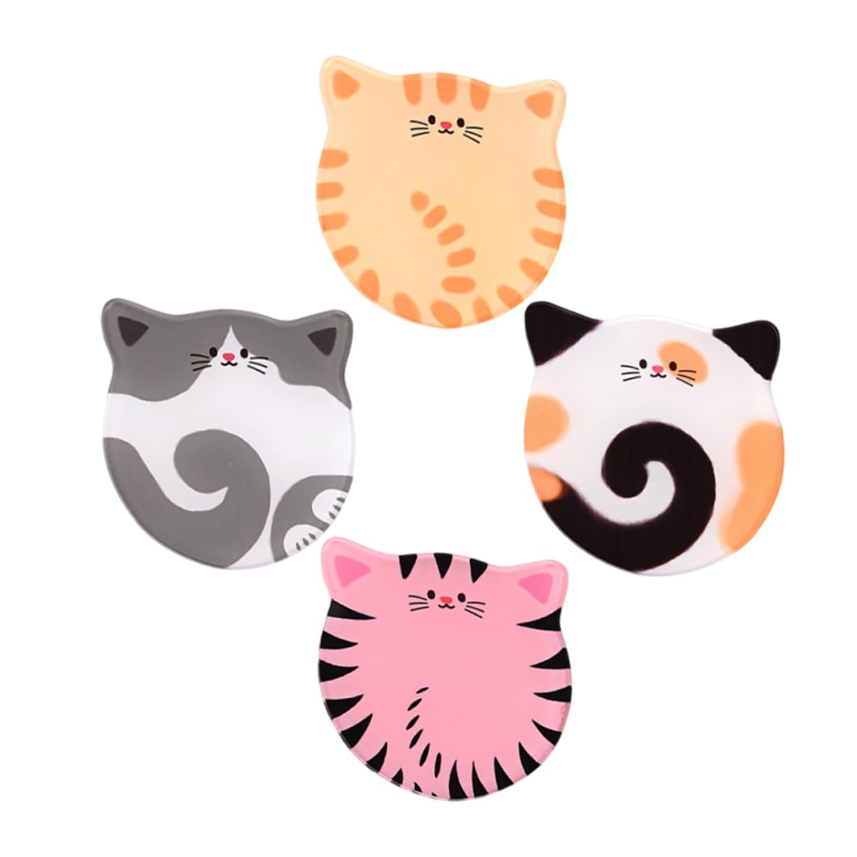 BESTOYARD 16piezas Posavasos Acrílicos Diseño De Gato Antideslizantes para Bebidas Café y Cerveza Decoración Moderna para