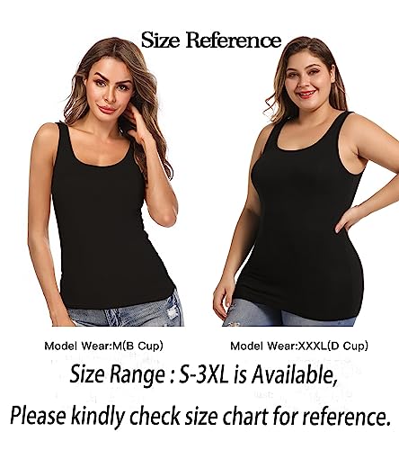 Image of Camisoles for Women with Built in Bra,Basic Yoga Top Layering Tank Top Padded Bra Undershirt(S-3XL)