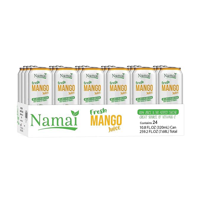 Image of Namai 100% Pure Mango Juice, No Added Sugar, 24 Pack | No Preservatives, Never From Concentrate, 1 Ingredient Only: Mango Juice
