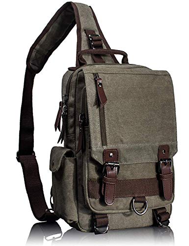 AHJSN Retro Messenger Bag Canvas Schulterrucksack Reiserucksack Sling Bag 29 * 11 * 33 cm Army Green M