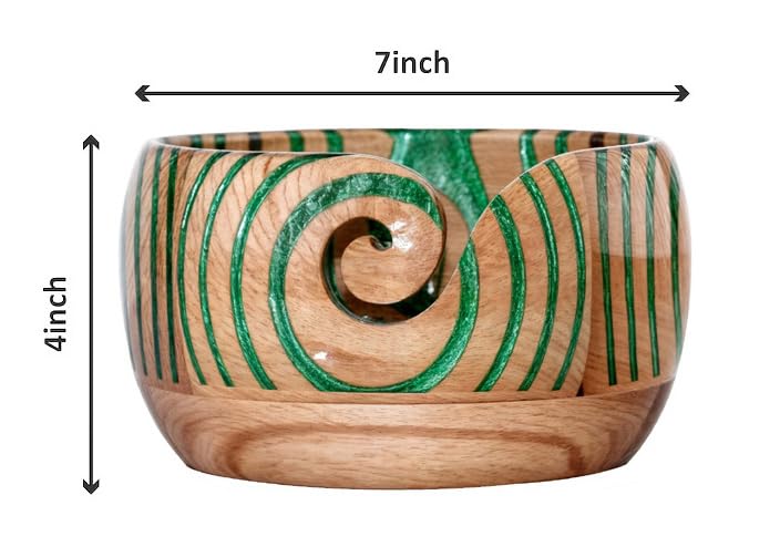 Image of Wooden Yarn Bowl for Knitting Yarn Bowl for Crocheting, Yarn Storage Bowl to Prevent Slipping, Wooden Yarn Holder, Best Gift for Crochet (#Design-1)