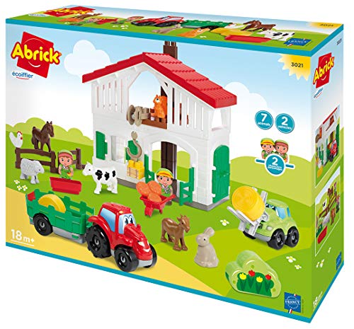 51u5RF4s4LL Jouets Ecoiffier -3021 - La ferme Abrick – Jeu de construction pour enfants – Dès 18 mois – Fabriqué en France