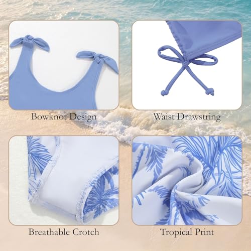 Image of Weixinbuy Girls Swimsuit Bikini Set 3 Piece Kids Tropical Print Swimwear