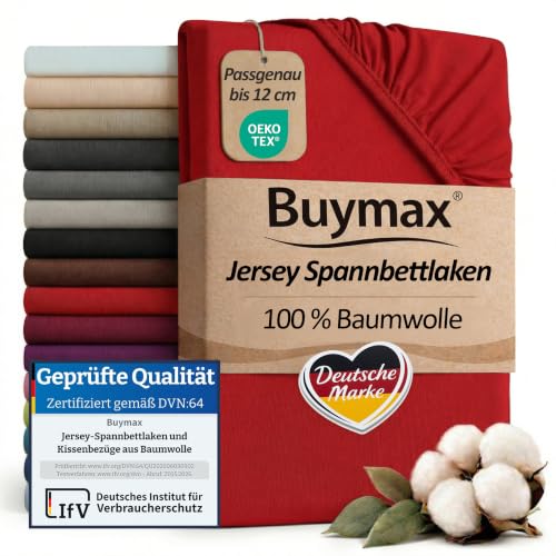 Buymax Topper Spannbettlaken 120x200 cm Spannbetttuch 100% Baumwolle Jersey für Matratzentopper bis 12 cm Matratzenhöhe Bettlaken für… – Ansicht 1
