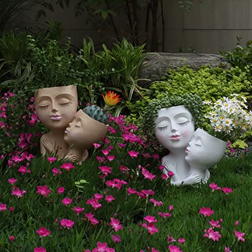 Dolkgy Face Planters Pots Head Vase, Head Planter For Indoor Outdoor Plants, Unique Flower Pots With Faces Creative Lady Heads Office Flower Vase, Cute Women Head Pot For For Home Succulents Cactus #TOP2