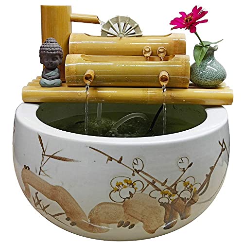 Fontaine de jardin en bambou 40 cm avec pompe eau pour décoration de cour