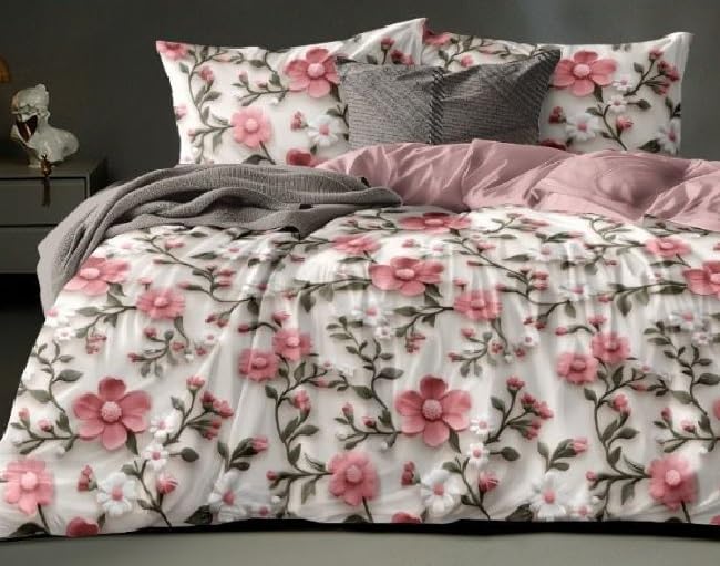 Image of 1 Reversible Comforter Super King Size 108 x 108 Both Side Same Print 1 Bedsheet King Size 108 * 108 inches and 2 Pillow Cover 4 Pieces Bedding Set | AC Quilt | AC Dohar-Multicolor