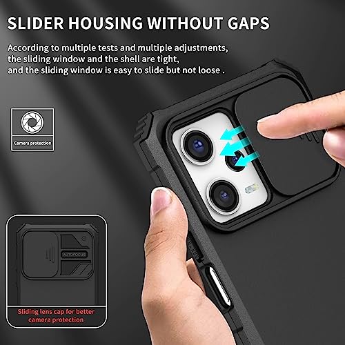 Image of Back Cover Case for Redmi Note 12 Pro 5G | Sliding Camera Shield | Stereoscopic Stand | 360 Protection Mobile Phone Case Cover for Redmi Note 12 Pro 5+G | PC, Black Back Cover