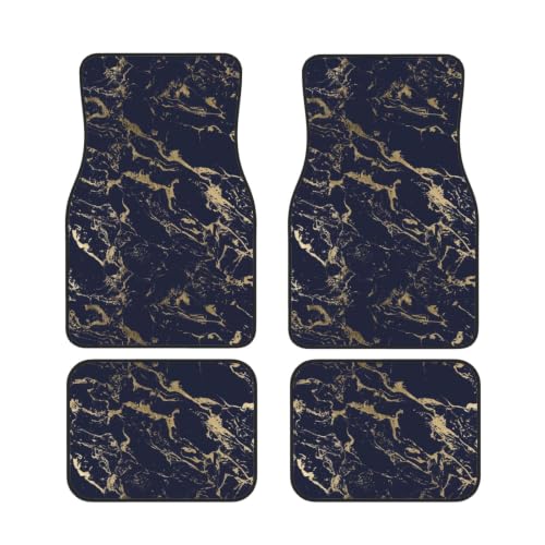 Juego de 4 alfombrillas para coche azul marino y dorado, accesorios neopreno antideslizante