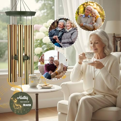 Image of Memorial Wind Chimes for Loss of Loved One, Personalized Sympathy Gifts Deep Tone 30 /36 inch Wind Chimes for Bereavement Funeral, Remembrance Windchime for Mom Dad