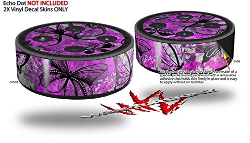 Skin Wrap Decal Set 2 Pack for Amazon Echo Dot 2 - Butterfly Graffiti (2nd Generation ONLY - Echo NOT Included)