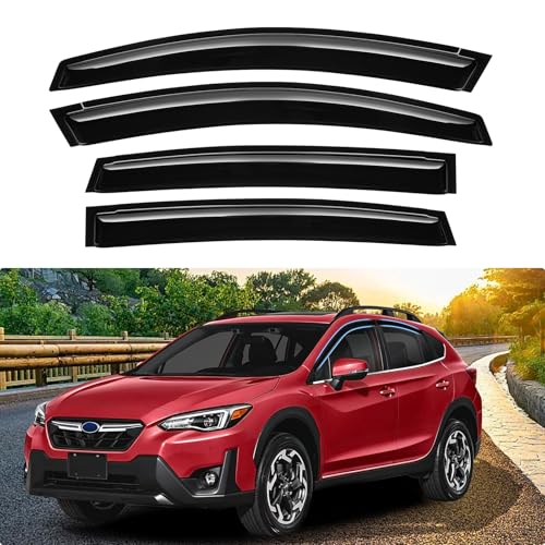 Image of Crosstrek Rain Guards - Window Visors for Subaru Crosstrek 2018-2023 /Subaru Impreza Hatchback 2017-2023, Out-Channel Side Window Rain Guards for Impreza, 4PCS, Black, Car Accessories
