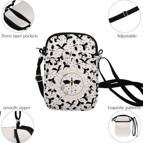 BNQL 4th Wing Crossbody Bag Dragon Rider Gifts Crossbody Purse 4th Wing Gifts Book Lover Gifts Fw Merch Fantasy Reader Gifts4