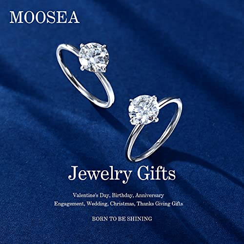 MOOSEA North Star Moissanite Engagement Ring, 1.5ct Round D Color VVS1 Clarity Lab Created Moissanite, 14K White Gold Vermeil Compass Setting, Modern Style, White Gold, Female, Engagement Ring2