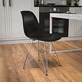 Flash Furniture Elon Series Black Plastic Chair with Chrome Base