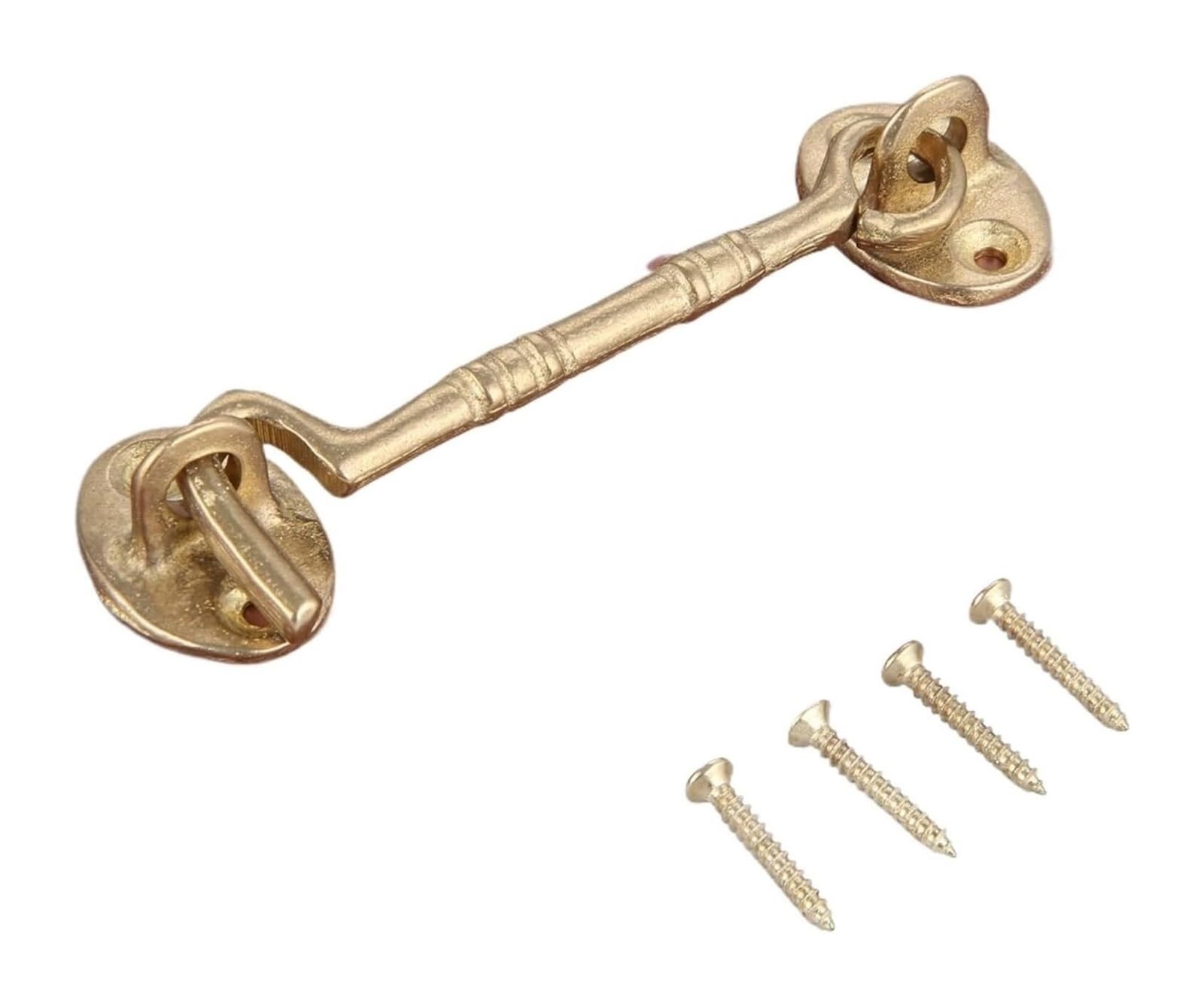 Hook and Eye Latch, Duty Cabin Hook and Eye Lock for Shed Door Window Latch 110mm Multicolor Pack of 2(Brass)