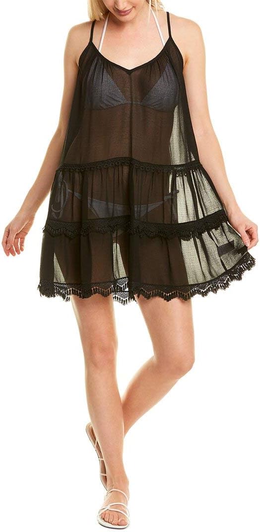 Ramy Brook Women's Maia Sleeveless Coverup Dress with Back Fringe Detail Swimwear Cover Up