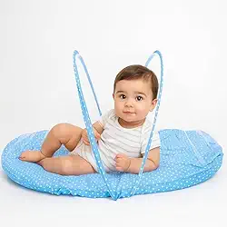 Mini Berço Portátil para Bebê com Mosquiteiro | Ninho Acolchoado Dobrável, Leve e Seguro | Ideal para Recém-Nascido, Viagem e Passeio (Azul)