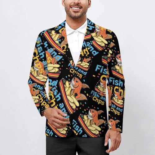Fish and Chips Men's Slim Suit Long-Sleeve Prom Tuxedo Classic Two Button Business Jacket2