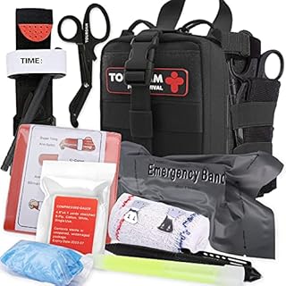 IFAK Trauma First Aid Kit, Micro Rip Away Molle Med Pouch, Fully Stocked Small Tactical Medical Bag with Tourniquet for Military Camping Hiking
