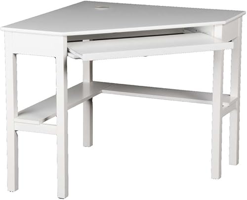 Miniatura 5 de SEI Furniture Escritorio esquinero para computadora con bandeja deslizante para teclado color blanco