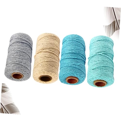 Cuerda de algodón de 2 mm resistente y maleable de 4 rollos mixtos para manualidades sin esfuerzo 7