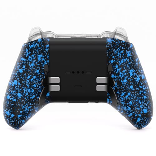 Image of eXtremeRate Replacement Bottom Shell Case for Xbox Elite Series 2 Controller, Textured Blue Non-Slip Back Housing Shell, 3D Splashing Cover for Xbox Elite Series 2 Core Wireless Controller Model 1797