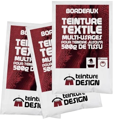 Set of 3 Packs of Textile dyes – Bordeaux – Universal for Clothes and Fabric Natural Dyes