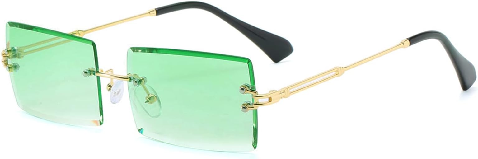 womens Retro Rimless Rectangle Sunglasses Sunglasses