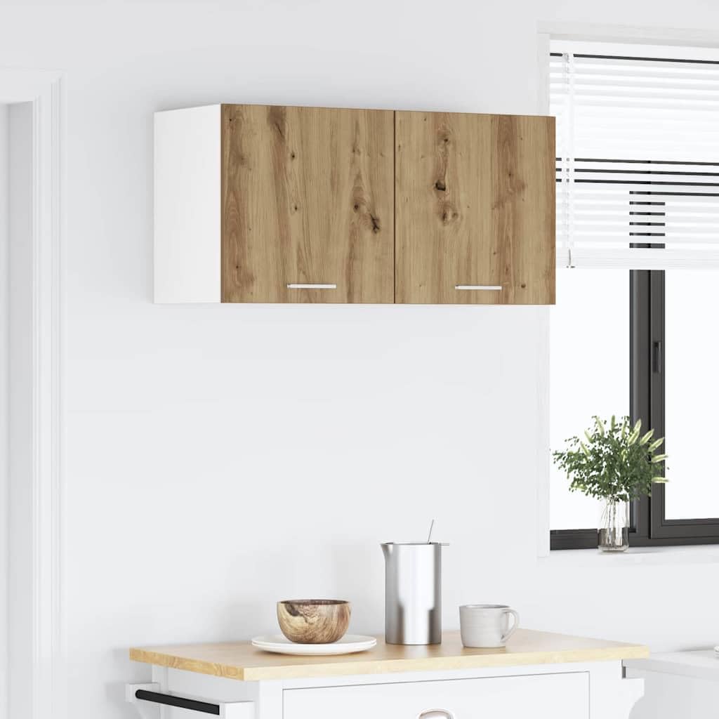 Armoire suspendue en chêne Artisan 80 x 31 x 40 cm avec beaucoup d'espace de rangement, 2 portes à charnière, pour cuisine, salle à manger, garde-manger et bar café, solution de rangement
