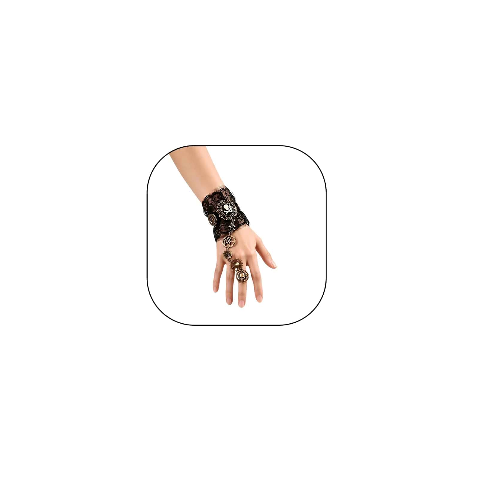 Goth Hand Chain Bracelet Halloween Finger Chain Bracelet Jewelry for Women