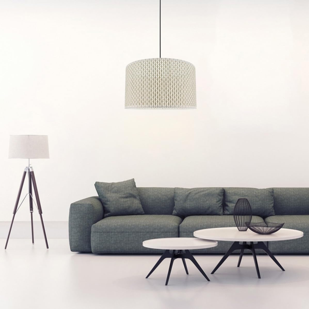 Genérico Pantalla de lámpara tejida beige 30cm para lámpara de mesa E27 con estructura de hierro, decoración moderna para iluminación interior