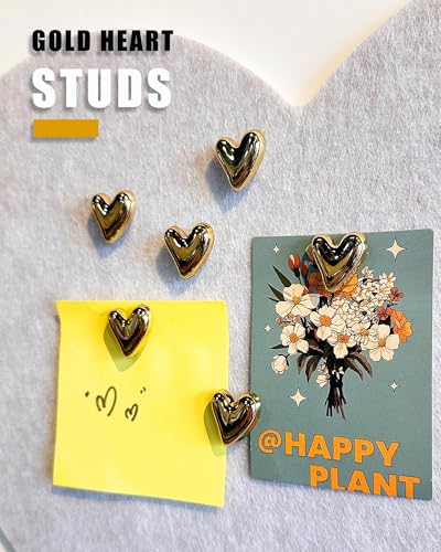 30 Stück Herz-Reißzwecken Gold, Süße Dekorative Reißnägel für Pinnwand, Korktafel, Fotos & Poster, Goldene Herz Push Pins Metall, Niedliche Pinnadeln für Büro, Schule & Zuhause, Basteln & DIY Deko
