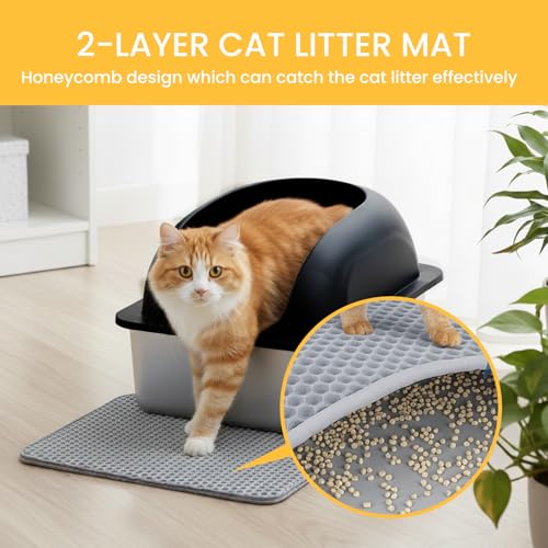 Arenero para gato XL de acero inoxidable con tapa negro miniatura 7