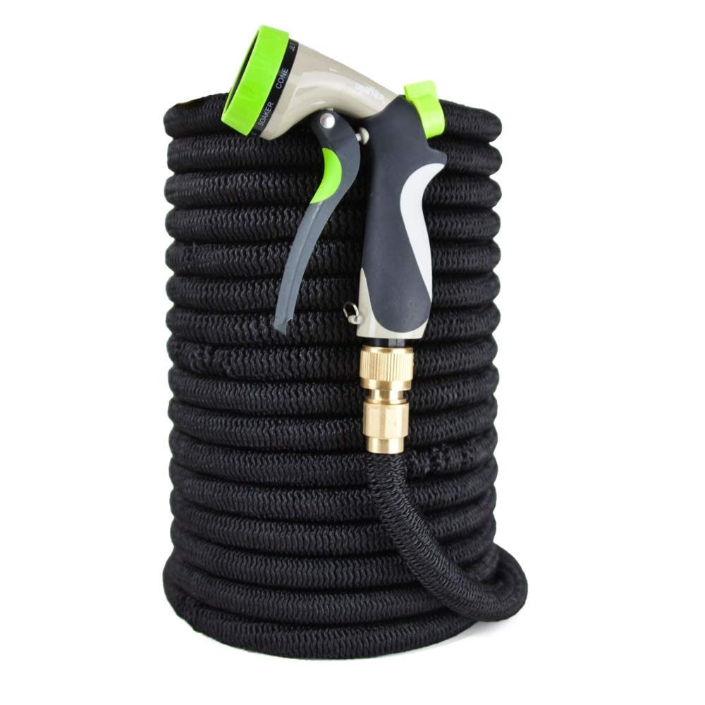 Grafner Premium Flexischlauch 30 Meter mit Wandhalter, 4-fach Latexkern, 10-fach Soft-Multifunktionsbrause, massiver Mantel aus 5000D Mesh Polyester, Messing Kupplungen, KEIN PLATZEN, Gartenschlauch