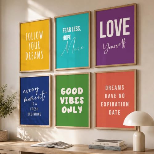 Image of kotart motivational Quotes wall art painting with frame for home decoration /Wall decor paintings for living room, Framed poster set for bedroom Set of 6 (10x13, I)