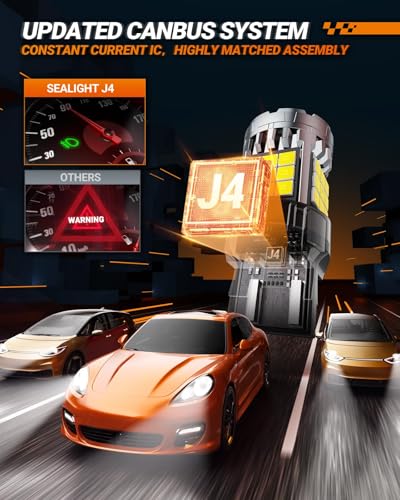 Image of SEALIGHT 7443 7440 LED Bulbs Reverse Light, 6000K White, 600% Brighter, 7444 T20 W21W LED Lamps for Reverse Light Daytime Running Light, Tail Light (Pack of 2)