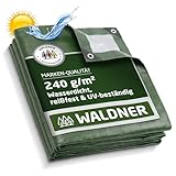 WALDNER Abdeckplane 240 g/m² | Gewebeplane mit Ösen UV-beständig & reißfest | Schutzplane für Gartenmöbel, Holz, Abdeckplane Auto, Boot & Camping | Plane (Grün/Silber, 2 x 3 m)