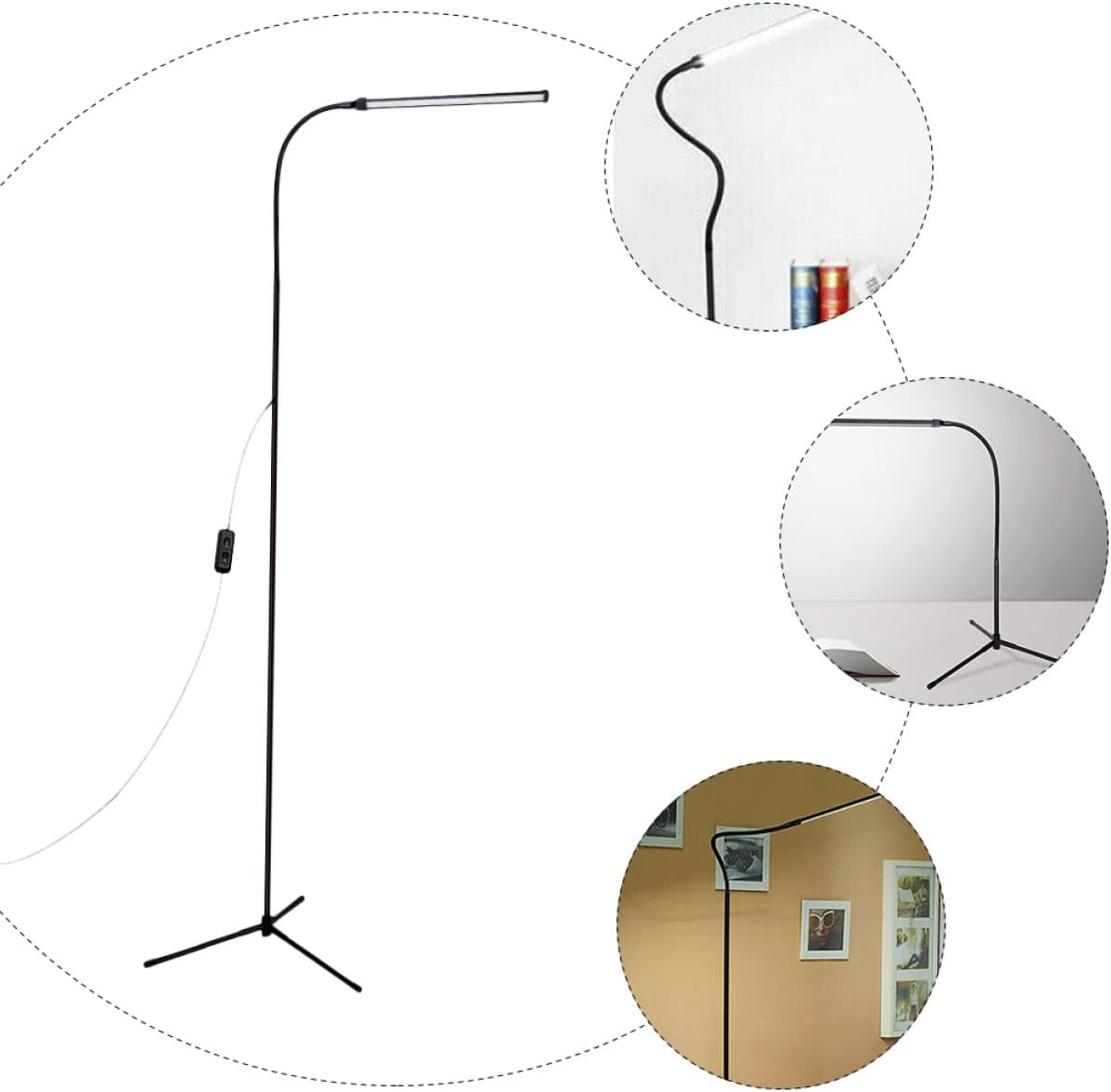 Beavorty LEDフロアランプ 調光機能付きロングアームテーブルランプ グースネックデスクスタンド 寝室 リビング用 省エネ設